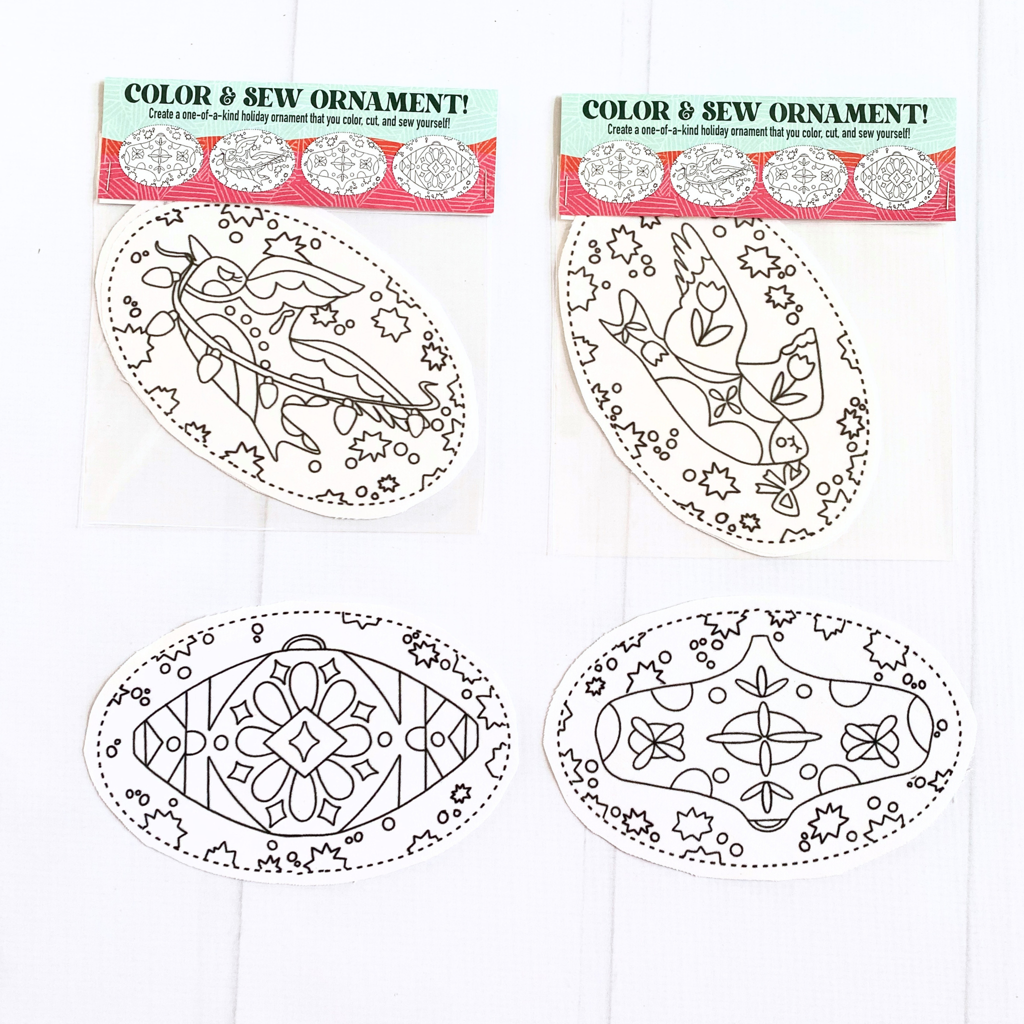 DIY Color & Sew Holiday Ornament Kit: Christmas Fabric Crafts