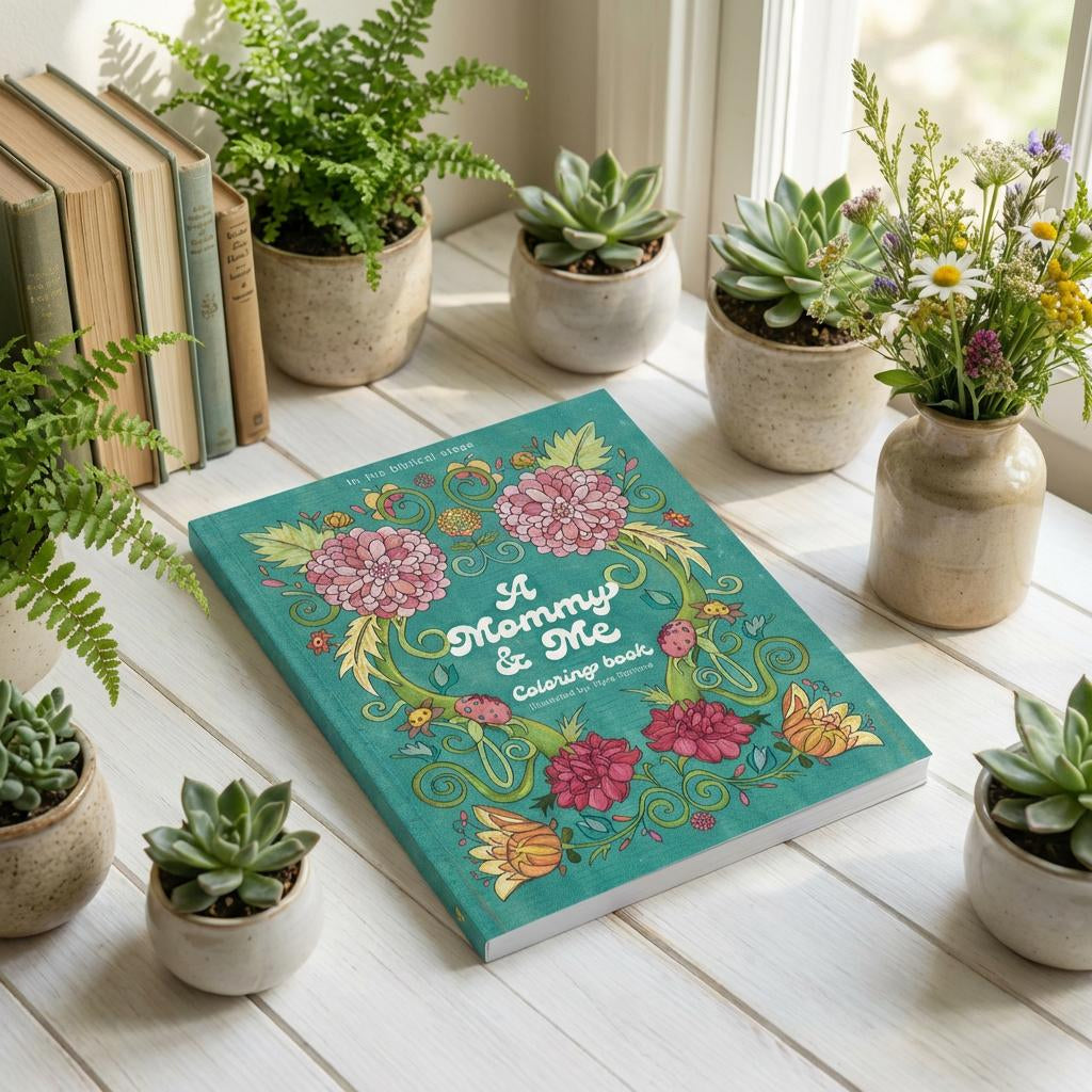 In His Biblical Steps: A Mommy and Me Coloring Book