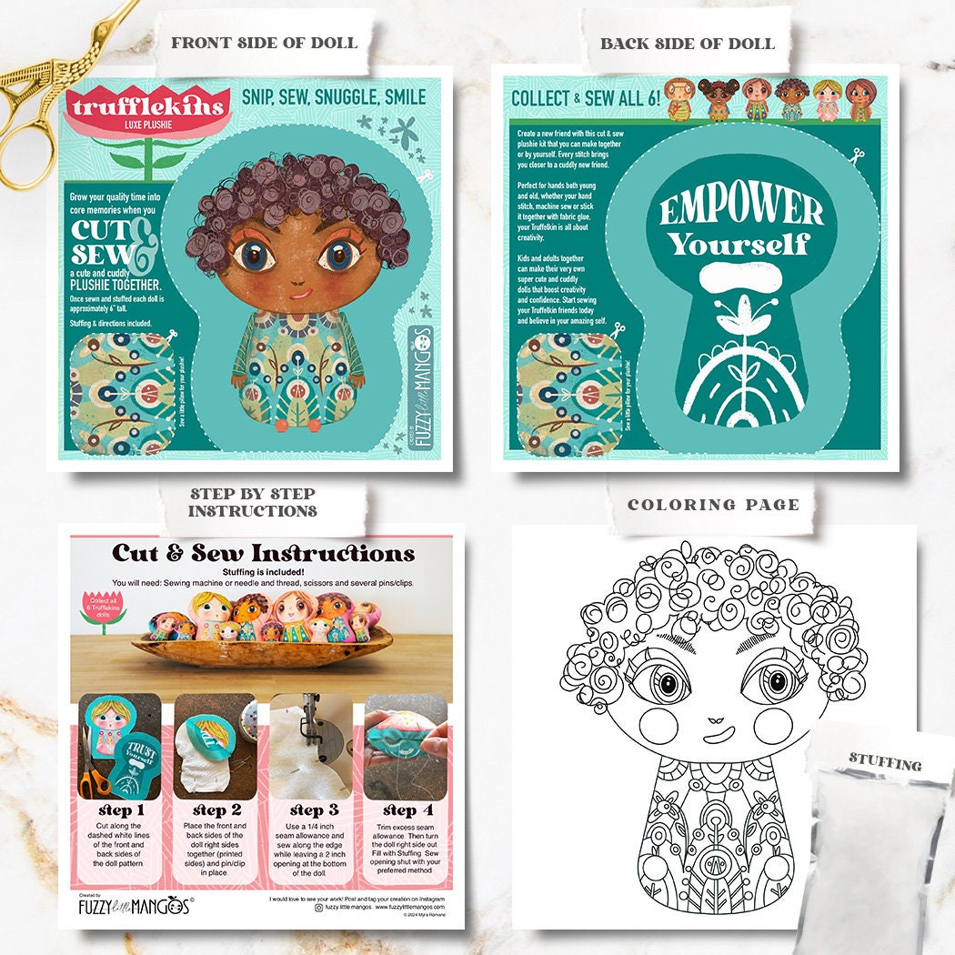 DIY Plushie Sewing Kit Trufflekins Doll Craft Kit for Beginners and Creative Adults
