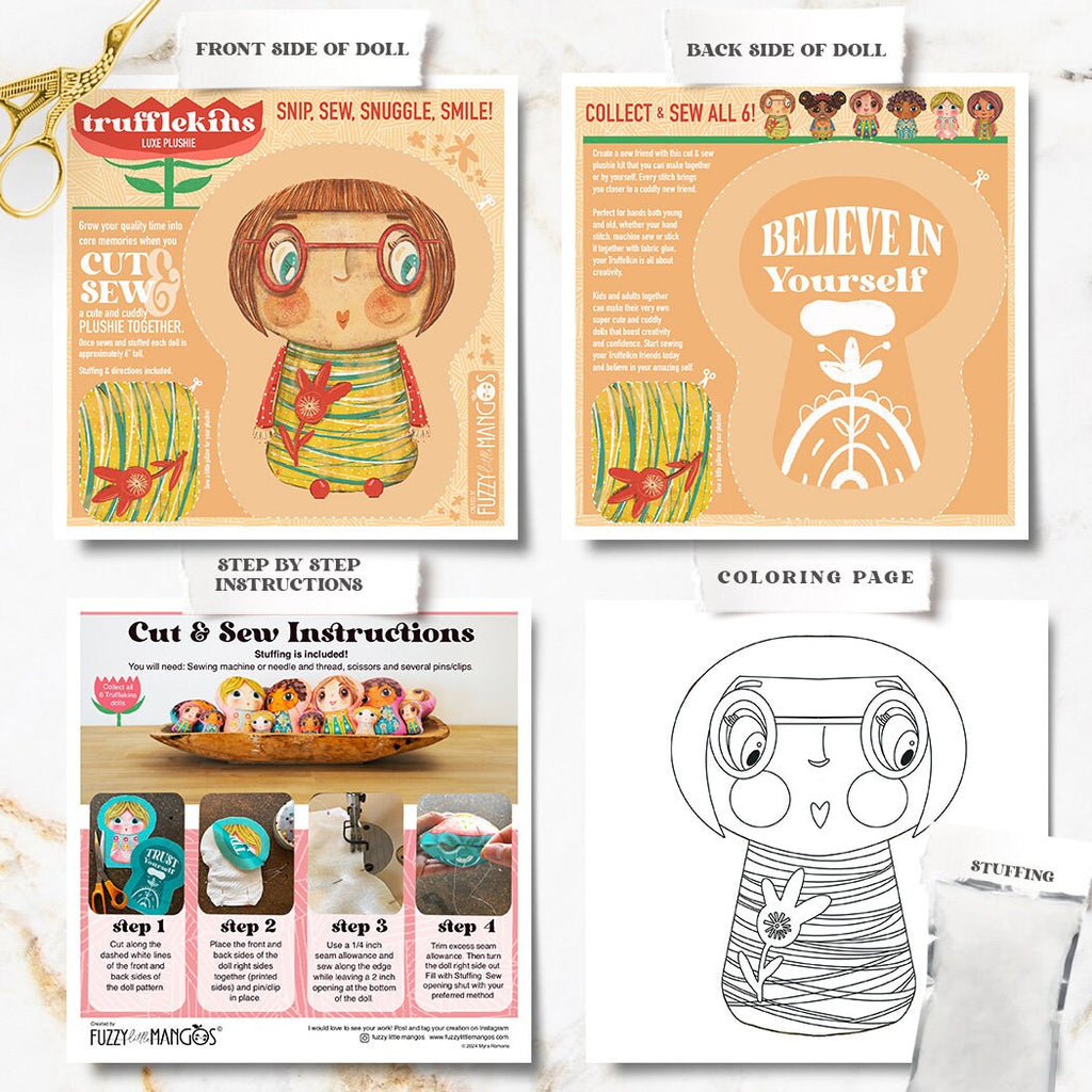 DIY Plushie Sewing Kit Trufflekins Doll Craft Kit for Beginners and Creative Adults