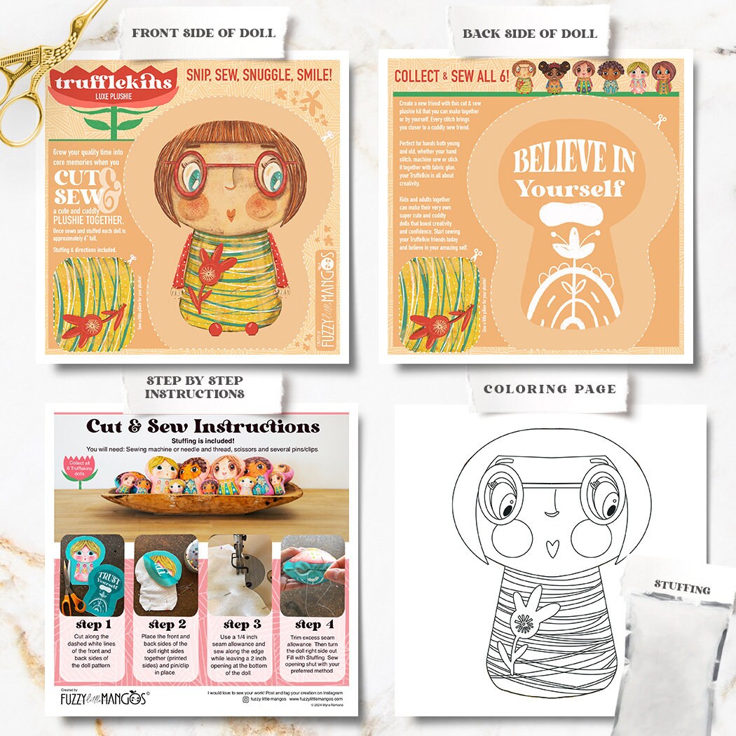 DIY Plushie Sewing Kit Trufflekins Doll Craft Kit for Beginners and Creative Adults