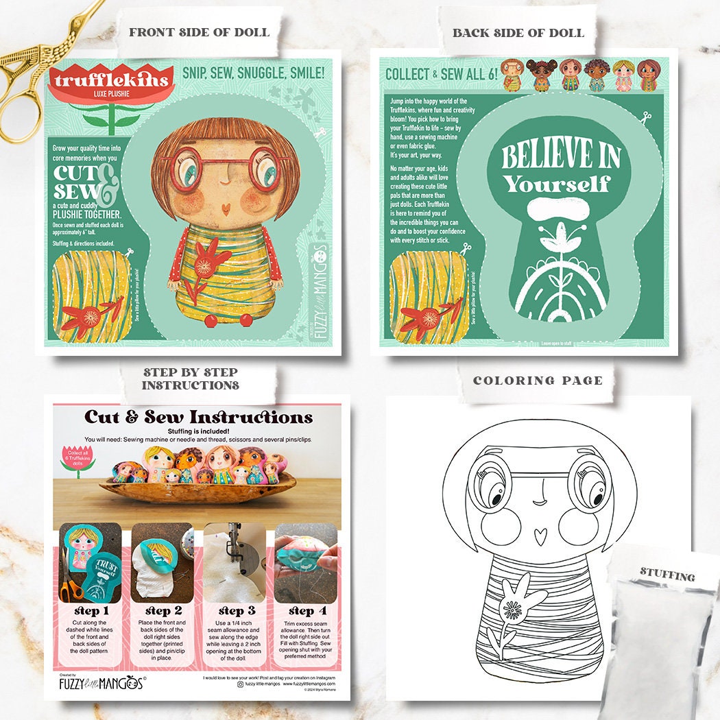 DIY Plushie Sewing Kit Trufflekins Doll Craft Kit for Beginners and Creative Adults