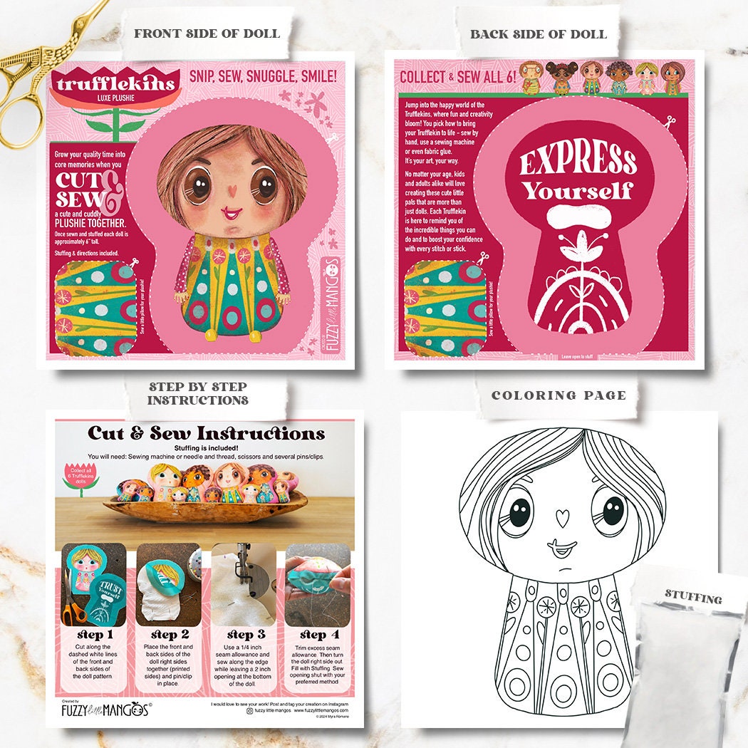 DIY Plushie Sewing Kit Trufflekins Doll Craft Kit for Beginners and Creative Adults