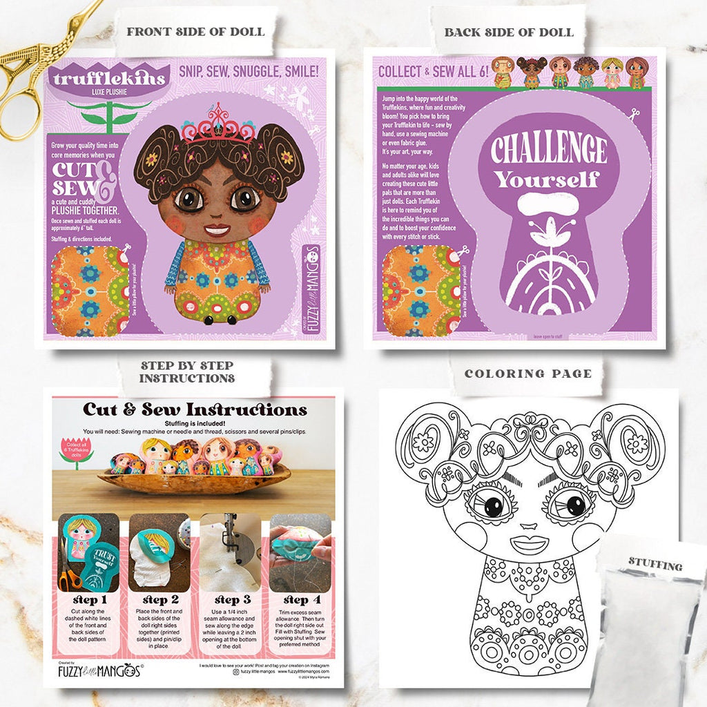 DIY Plushie Sewing Kit Trufflekins Doll Craft Kit for Beginners and Creative Adults