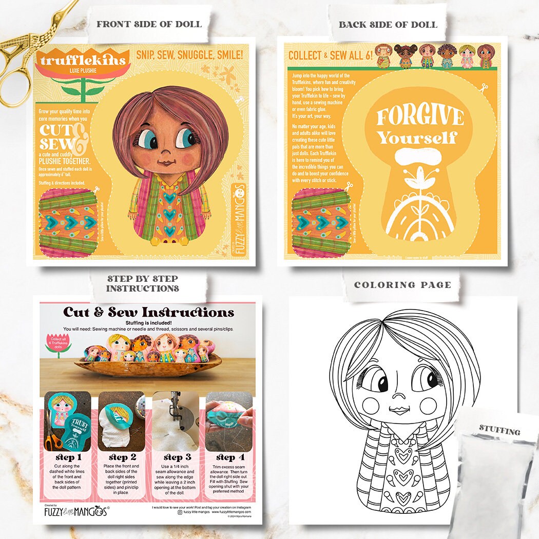 DIY Plushie Sewing Kit Trufflekins Doll Craft Kit for Beginners and Creative Adults