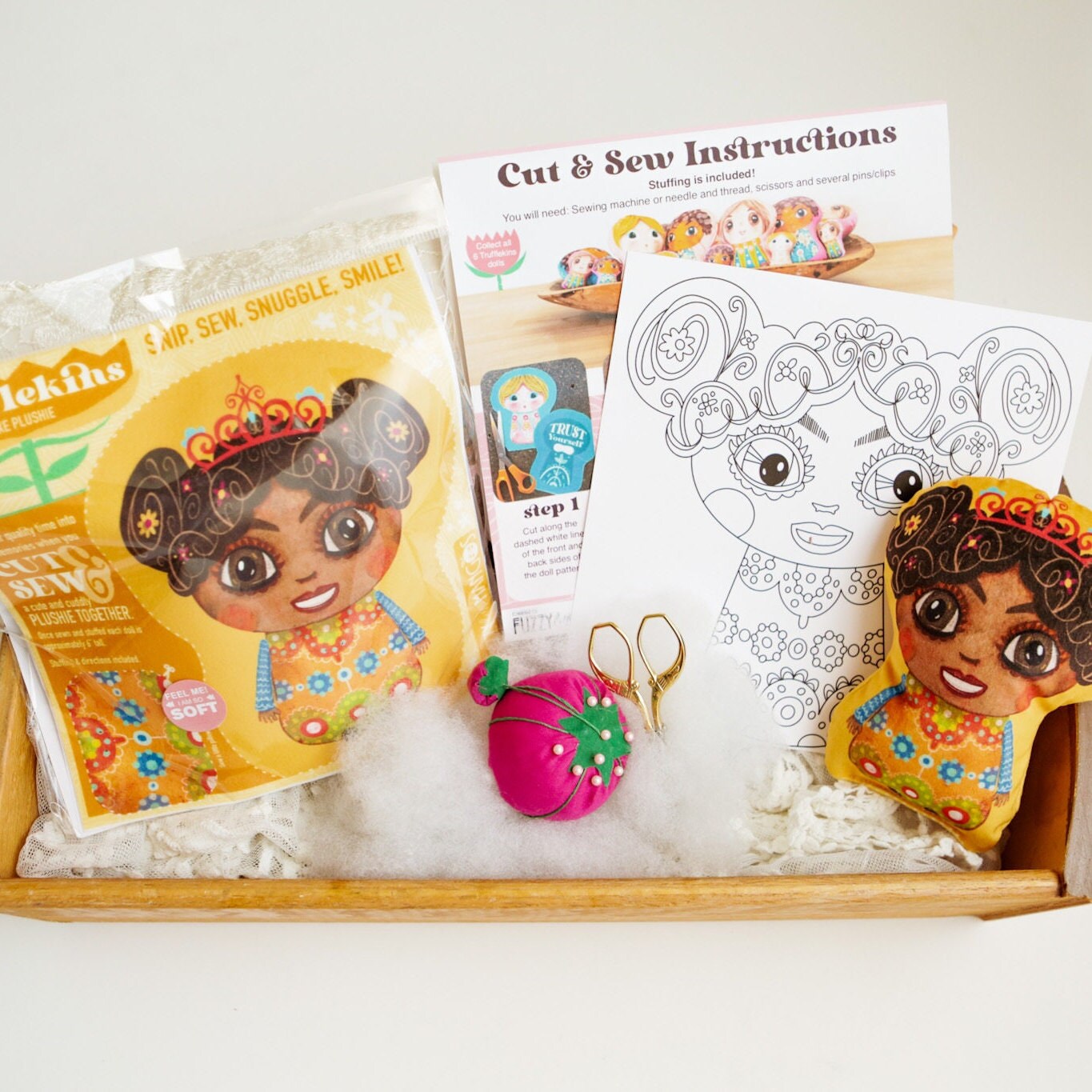 DIY Plushie Sewing Kit Trufflekins Doll Craft Kit for Beginners and Creative Adults