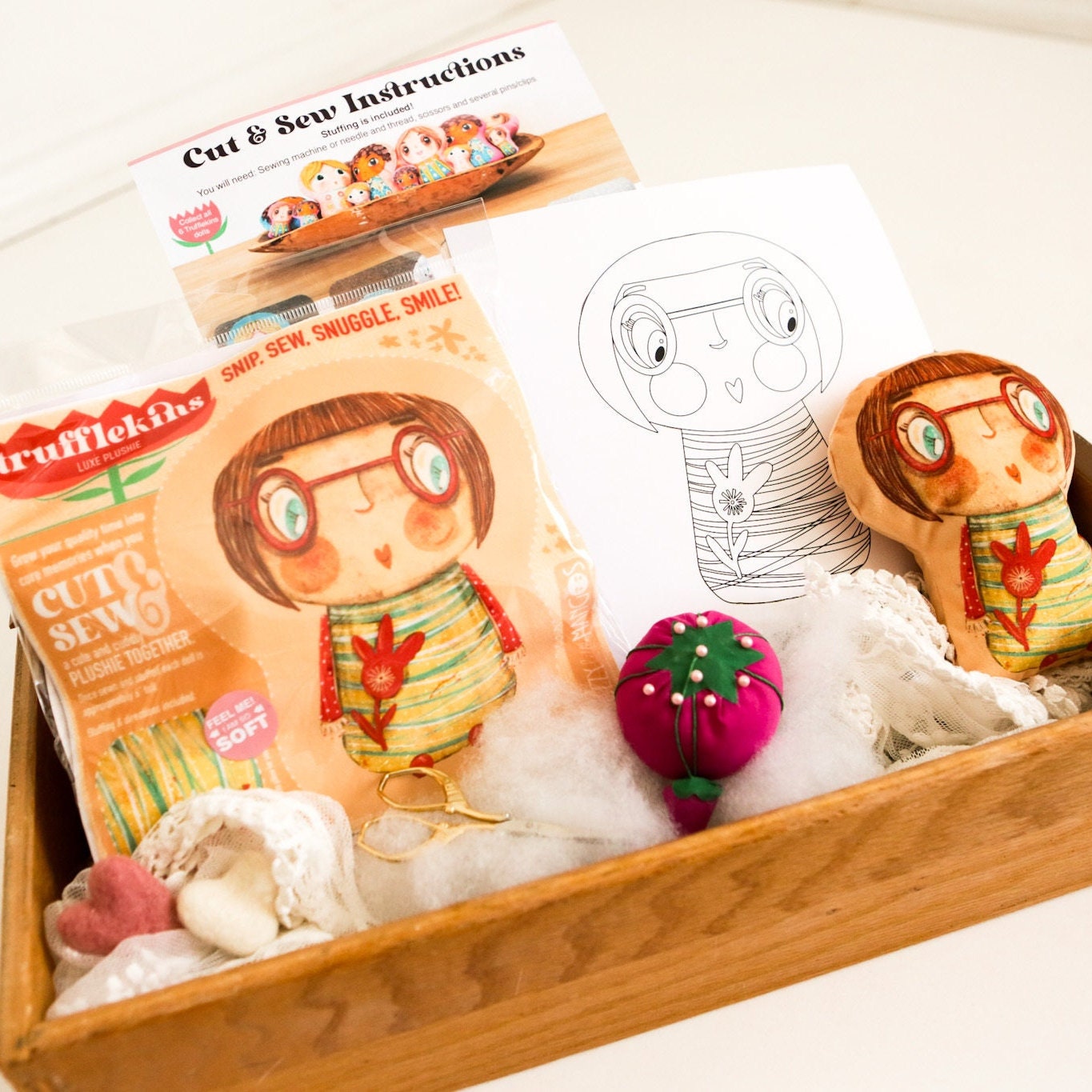 DIY Plushie Sewing Kit Trufflekins Doll Craft Kit for Beginners and Creative Adults