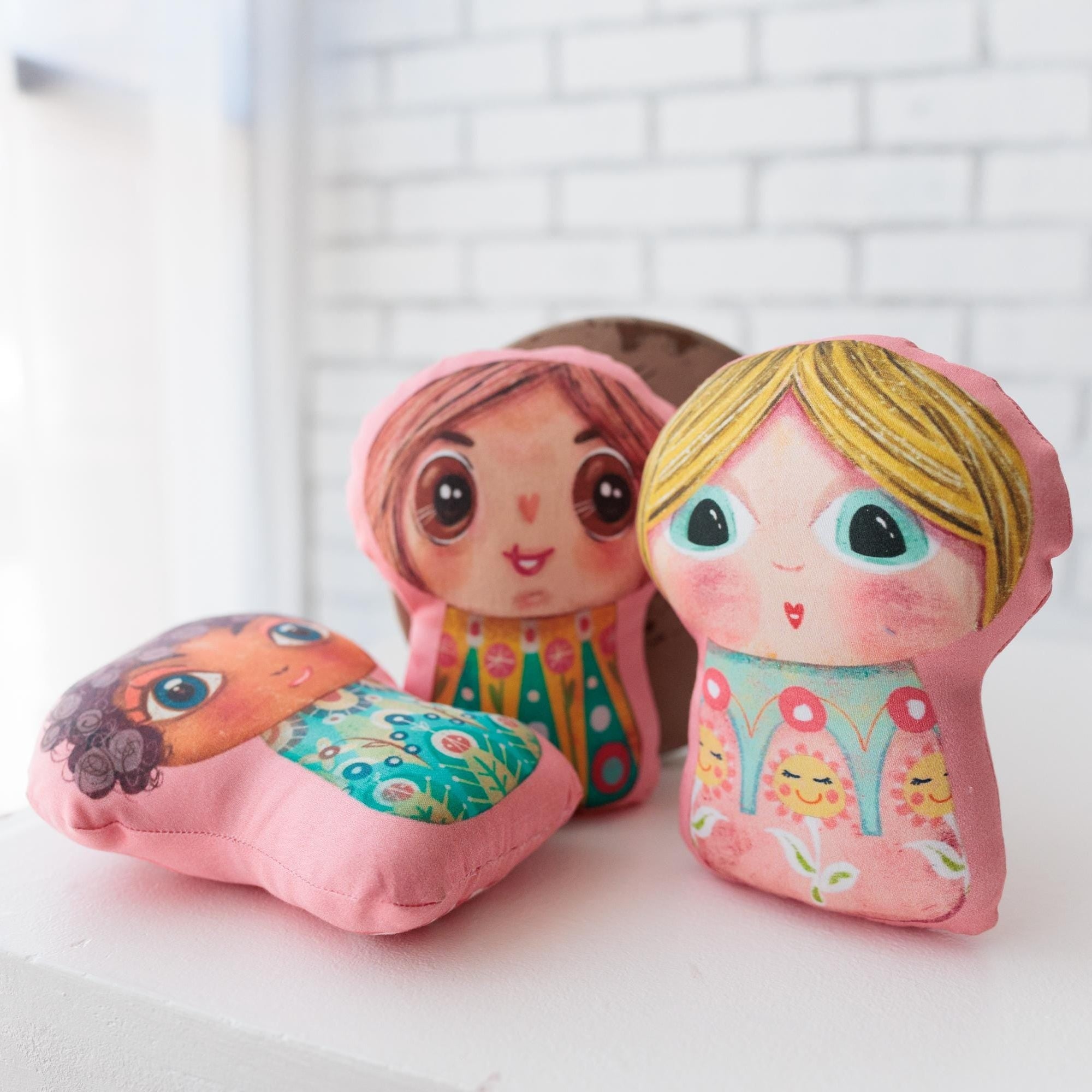 DIY Plush Doll Sewing Kit: Cut & Sew Cotton Fabric Panel