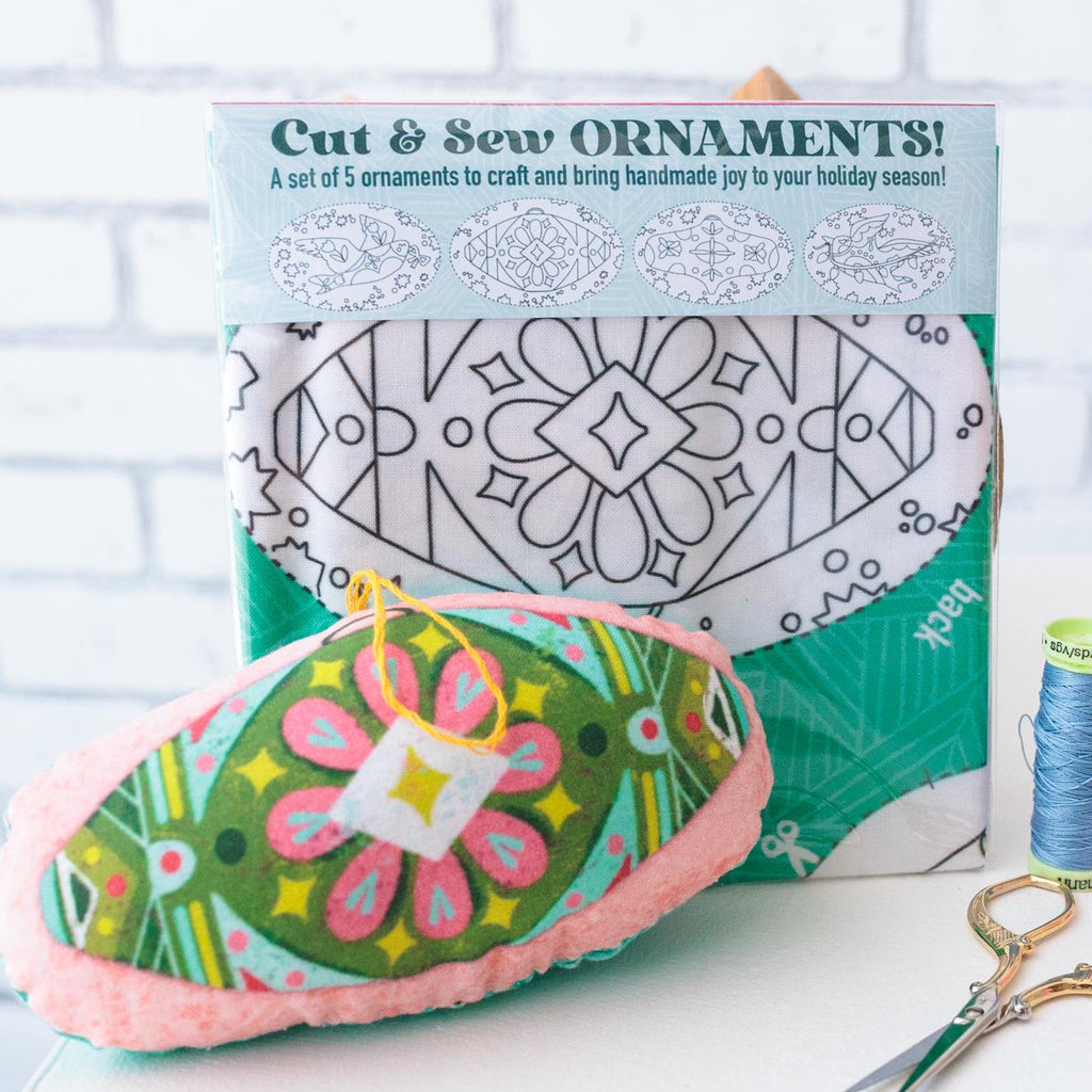 DIY Christmas Ornament Kit: Color, Cut & Sew Fabric Ornaments