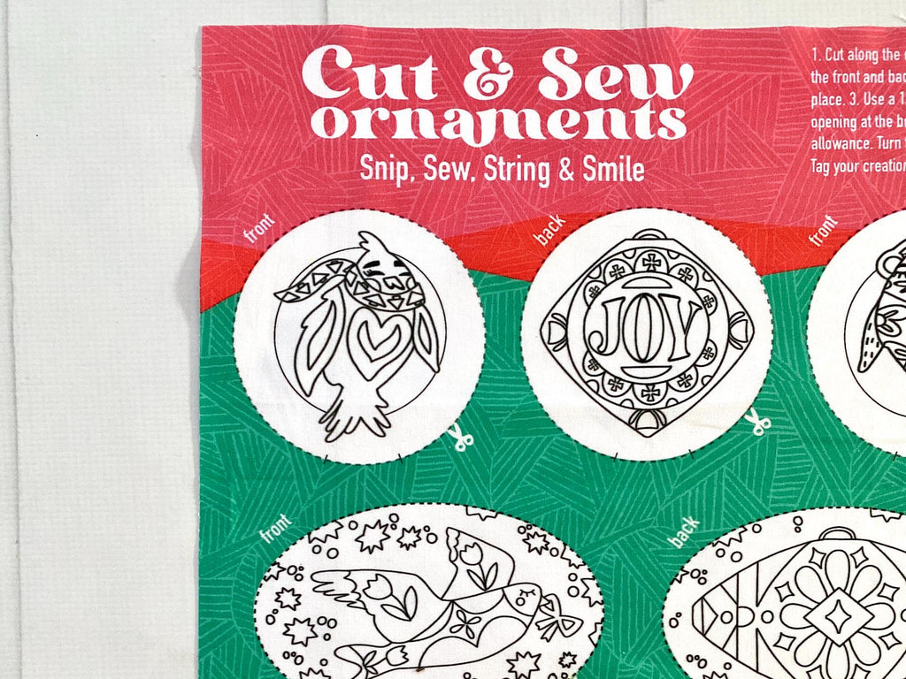 DIY Christmas Ornament Kit: Color, Cut & Sew Fabric Ornaments