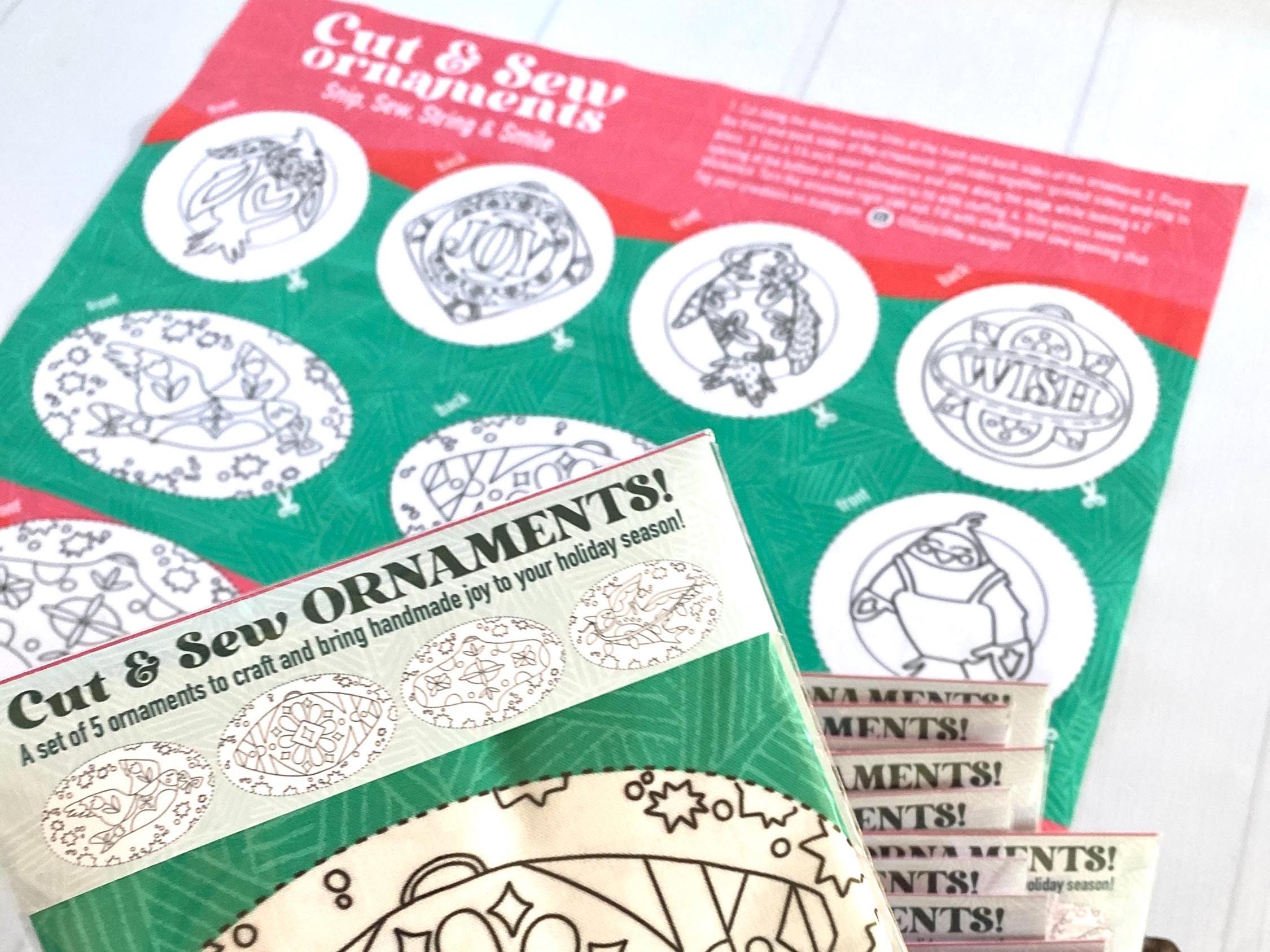 DIY Christmas Ornament Kit: Color, Cut & Sew Fabric Ornaments