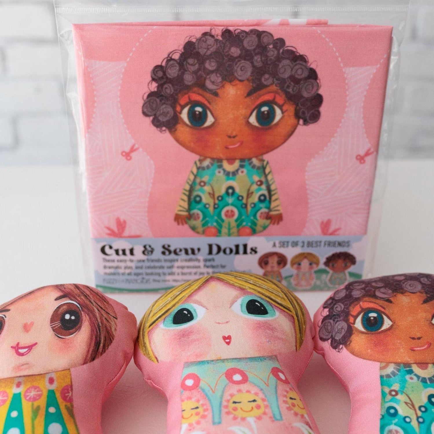 DIY Plush Doll Sewing Kit: Cut & Sew Cotton Fabric Panel