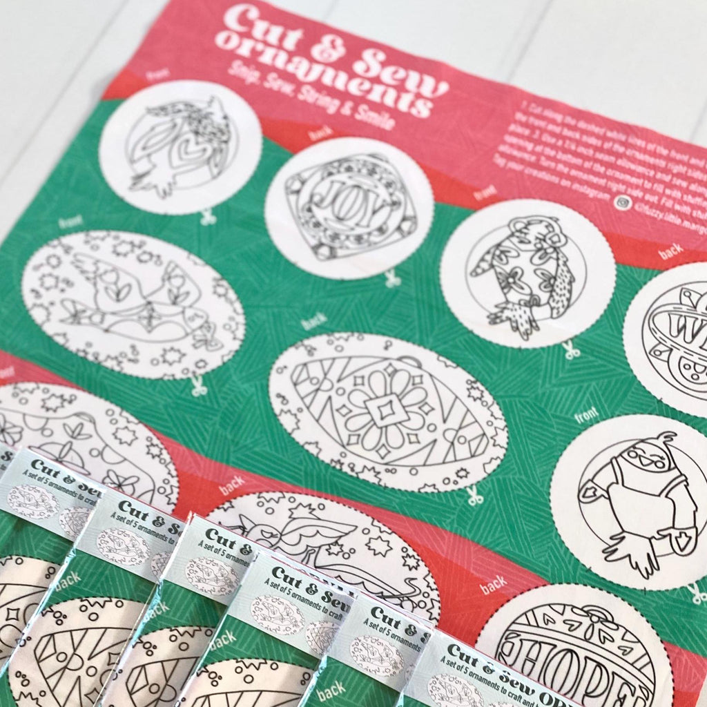 DIY Christmas Ornament Kit: Color, Cut & Sew Fabric Ornaments
