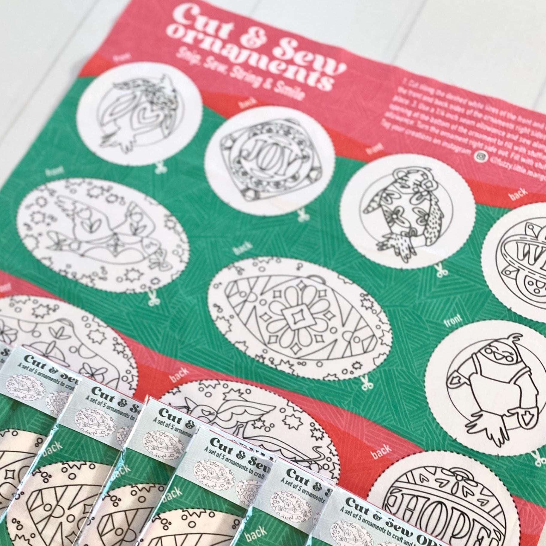 DIY Christmas Ornament Kit: Color, Cut & Sew Fabric Ornaments