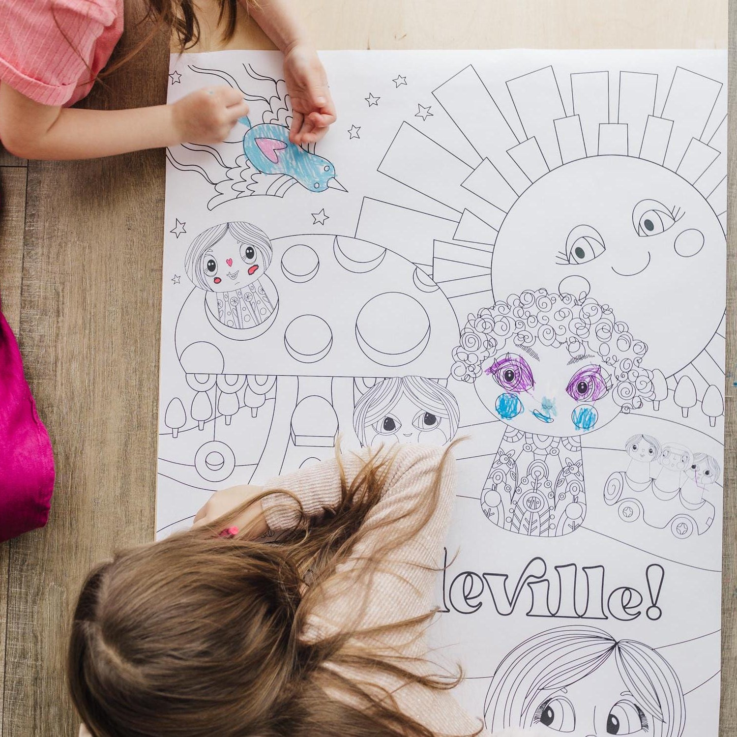 Giant Coloring Poster 20 x 30 Large Family Coloring Activity for Kids and Adul
